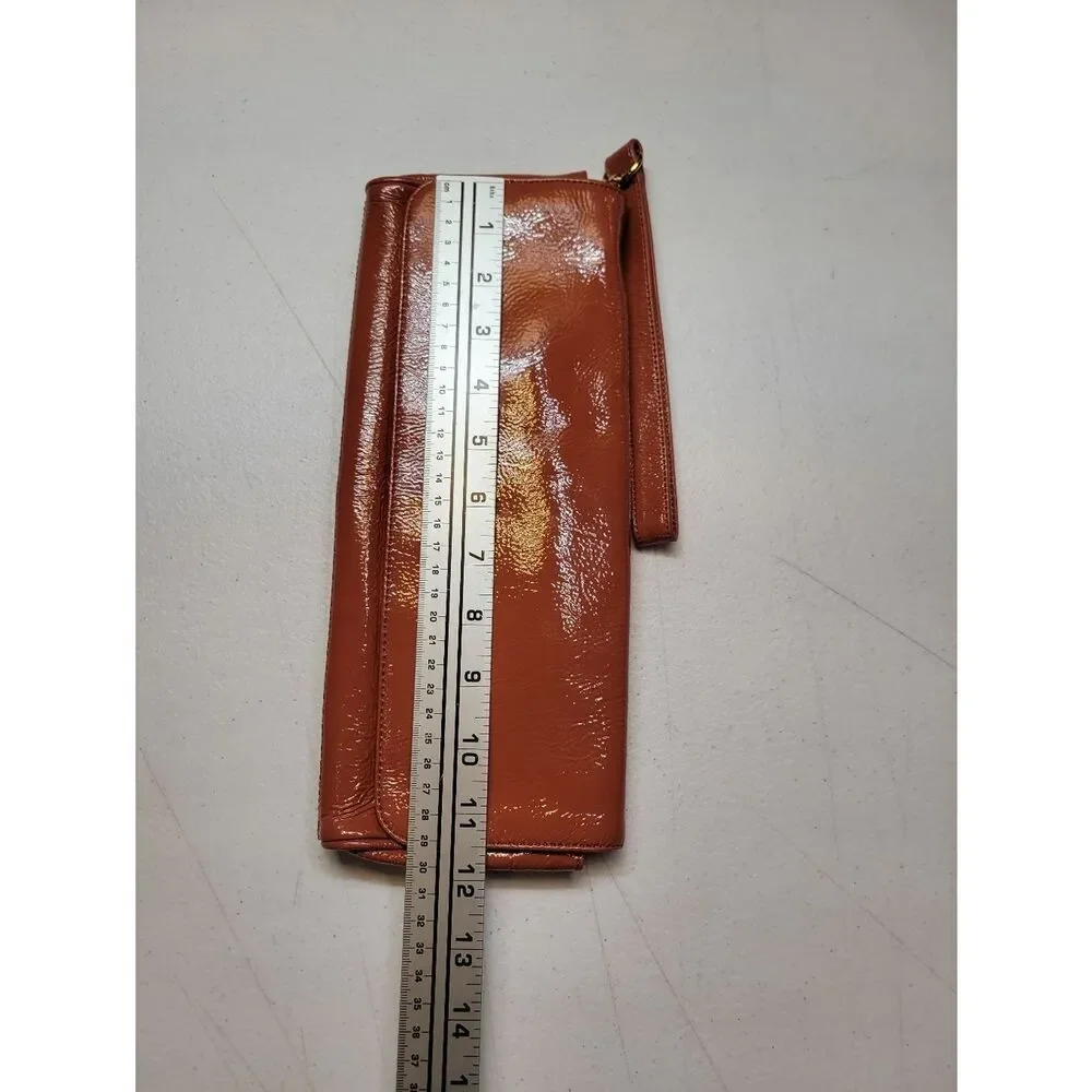 Hobo International Apricot Patent Leather Clutch Bag Small Rectangle Fold over